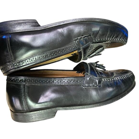 Bass black Larkin tassel brogue leather wee hub loafers excellent size 12